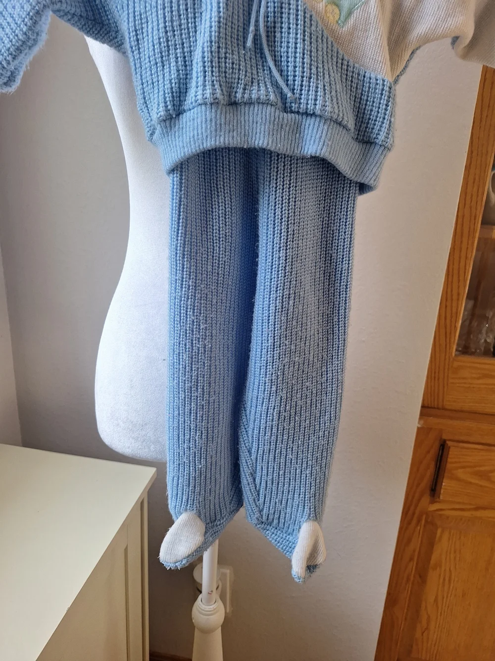 Carriage Boutique Blue and White Kids Matching Knit Set